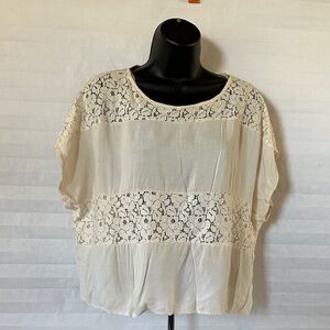 Tini Lilli Womens Eggshell Color Lace Blouse Top Size M